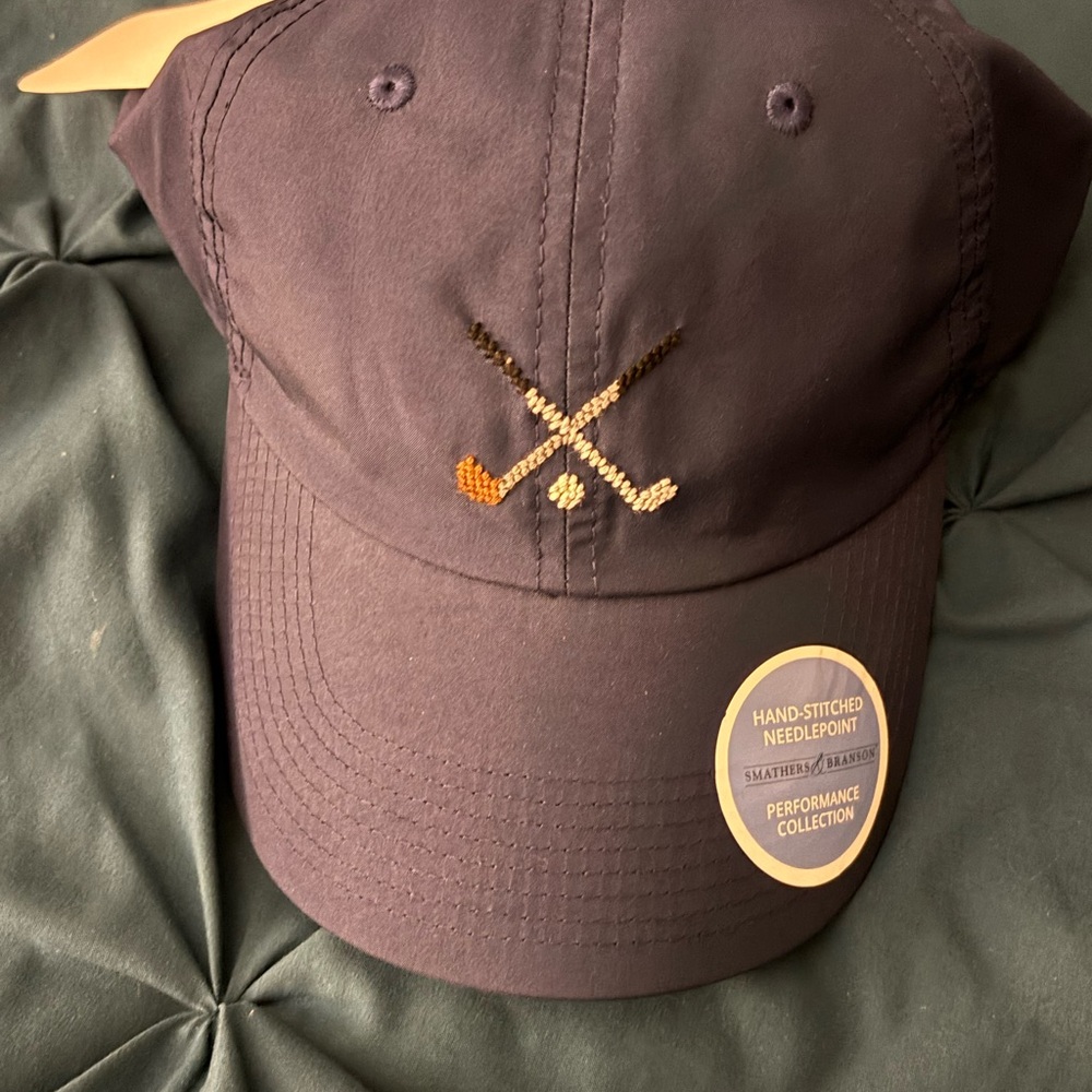 Navy Needlepoint Golf Cap